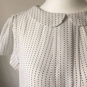 Peter Pan collar Black and Tan polka dot top